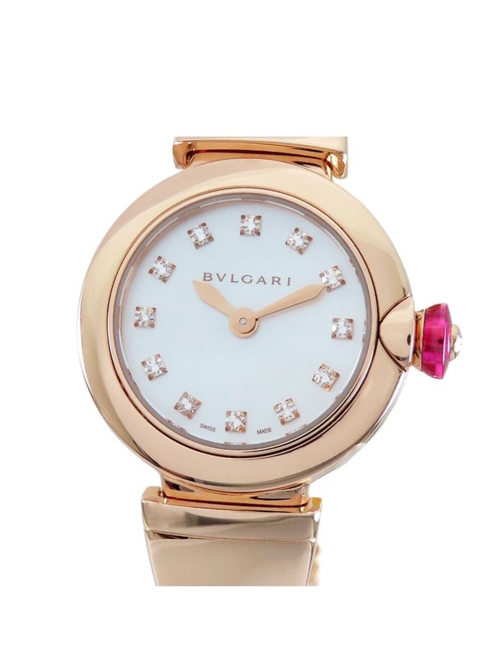 Bvlgari Piccola Lucea White Shell 18k Pink Gold Diamond Watch